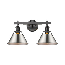 Golden 3306-BA2 BLK-PW - Yep by Golden Lighting Orwell 2-light Vanity in Matte Black and Pewter shade